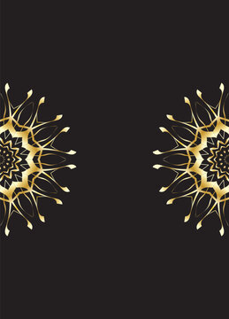 Luxury Islamic background with silver and gold mandala side ornaments on black background