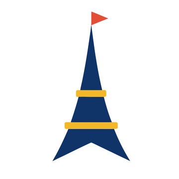 Stylized Eiffel Tower with Flag