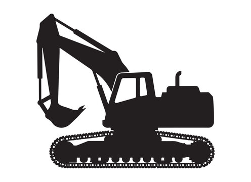  Black backhoe excavator silhouette vector icon