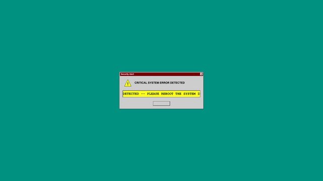 Computer error dialog box on solid green background stock footage