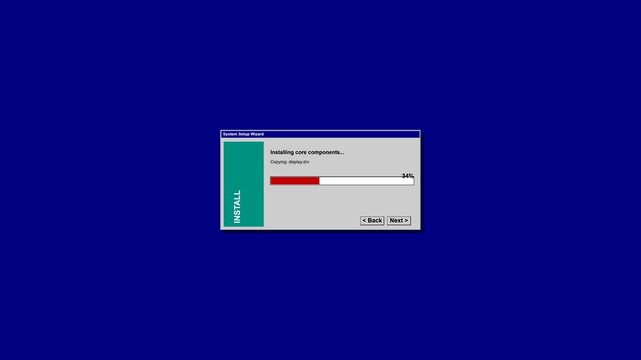 Software installation progress bar on computer screen