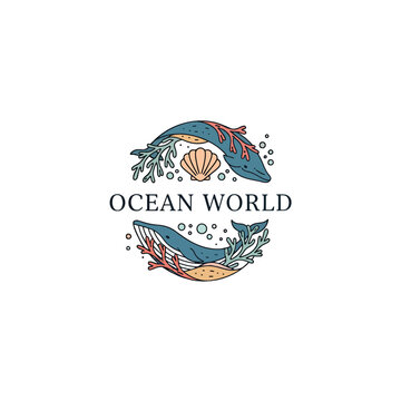 Colorful Ocean Life Circular Logo Design.