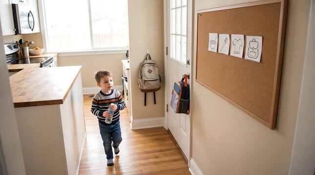 Child Following Visual Schedule During Morning Routine