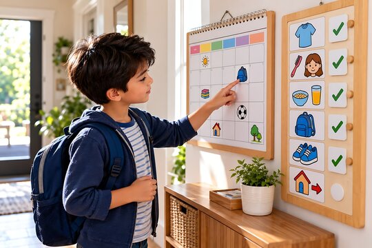 Child Following Visual Task Board for Daily Activities