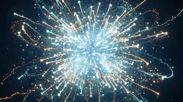 Glowing particle sphere energy explosion abstract science animation