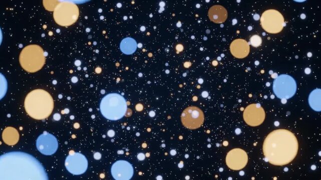 Abstract background with glowing blue and gold bokeh light circles