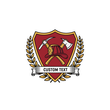 Firefighter Emblem with Axes and Helmet.