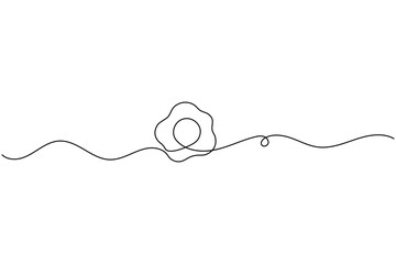 Obraz premium Sunny side up fried egg continuous line drawing minimalist food kitchen breakfast outline vector illustration