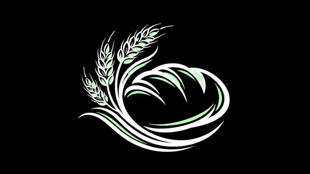 Stylized bread and wheat logo with alpha channel