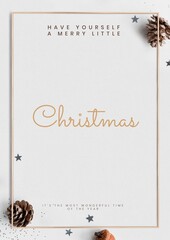 Minimalist Christmas card with pinecones and stars on a white background. © Rawpixel.com