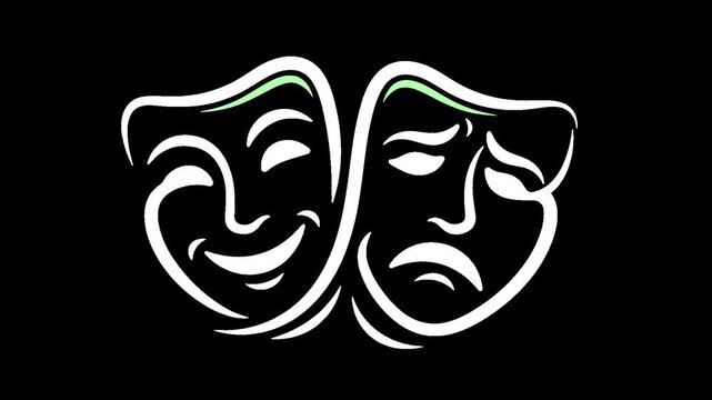 Theater masks representing comedy and tragedy with alpha channel