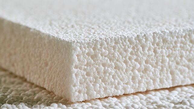 Close up of white styrofoam board texture block.