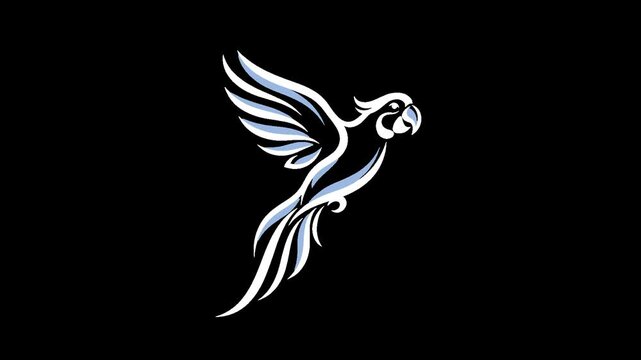 Stylized parrot animation with alpha channel