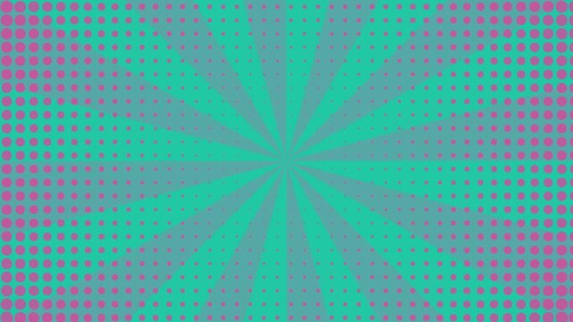 Try again comic typography animation with pink and gold letters dropping, squashing and bouncing back on a teal pop art background with halftone dots and stars