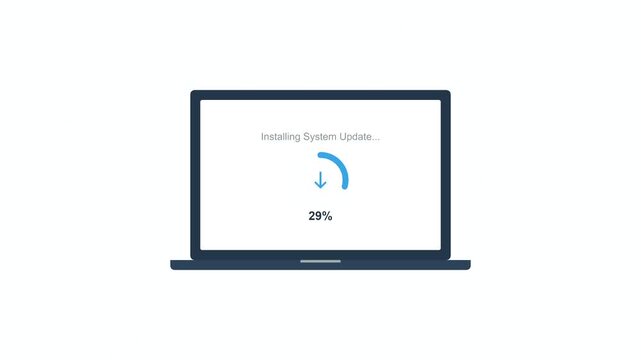 Laptop software update progress bar loading animation