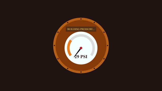 Pressure gauge needle rising to maximum capacity
