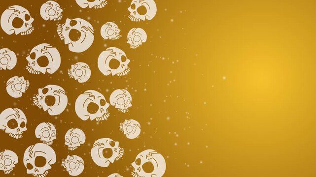Skull border pattern on golden yellow background