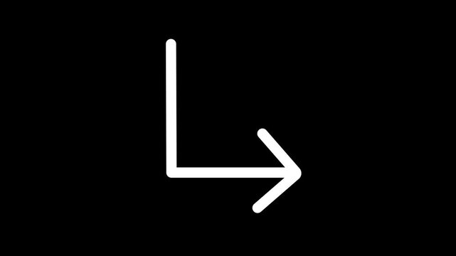 corner arrow down right icon animation. arrow corner moving left down animation icon.