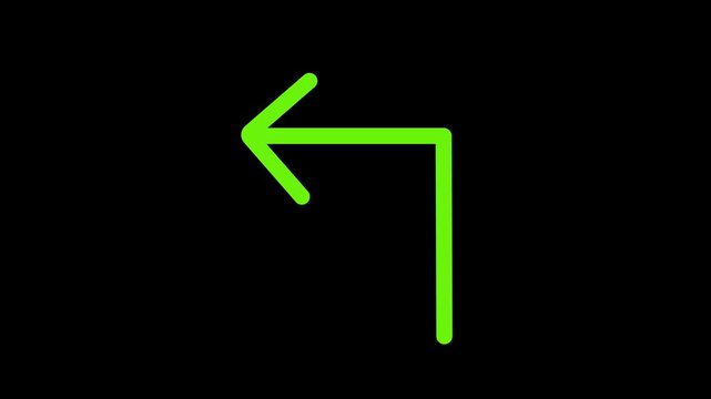 corner arrow up right icon animation. arrow corner moving left up animation.