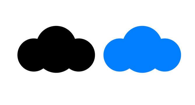 Black and blue cloud shapes icon set for weather symbols and digital computing design elements