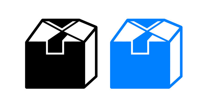 Black and blue cardboard box icons representing shipping and delivery for web and mobile apps