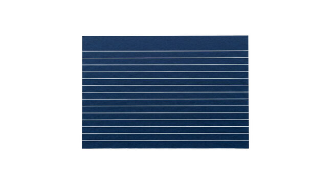 Dark blue lined paper sheet features horizontal white guidelines for clean and structured note taking.