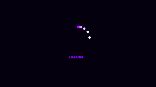Gradient Blue  Icon loading process indicator motion graphics  on dark background