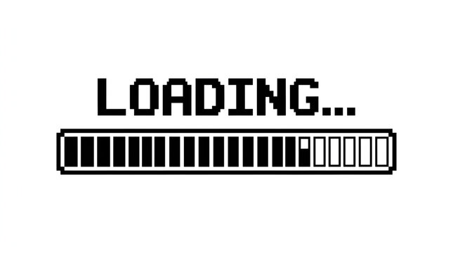 A Pixel art loading bar graphic element isolated on transparent