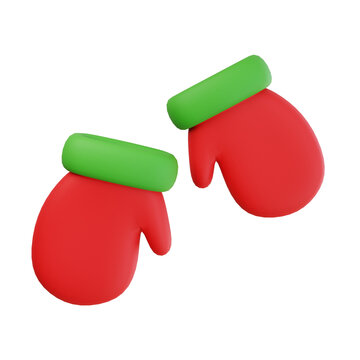 Christmas red gloves 3d rendered illustration isolated on transparent background