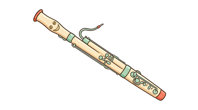 Bassoon, musical instrument and woodwind for classical orchestra performance and school music lesson. Band, symphony and sound with hobby, education and student practice on white background play.