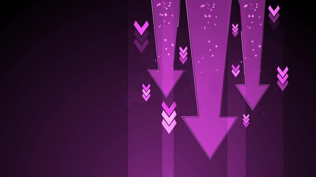 Abstract background with large downward arrows and small chevrons, showing decline falling trend or decrease animation