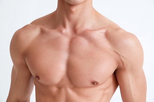 健康的で引き締まった男性の上半身胸筋腹筋の美しさ