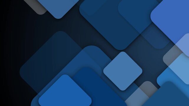 Abstract geometric background with overlapping rounded squares and soft shadows animation