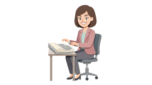 Court reporter, stenographer and woman typing on stenotype machine in legal office or courtroom. Professional lady, legal assistant and transcriber at desk with transcription tool for law service