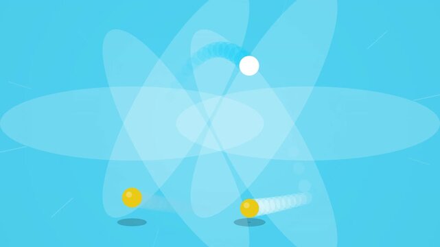 Abstract Atomic Motion with Bouncing Yellow and White Balls 2D Vector Animation