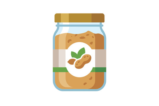 A glass jar full of creamy peanut butter