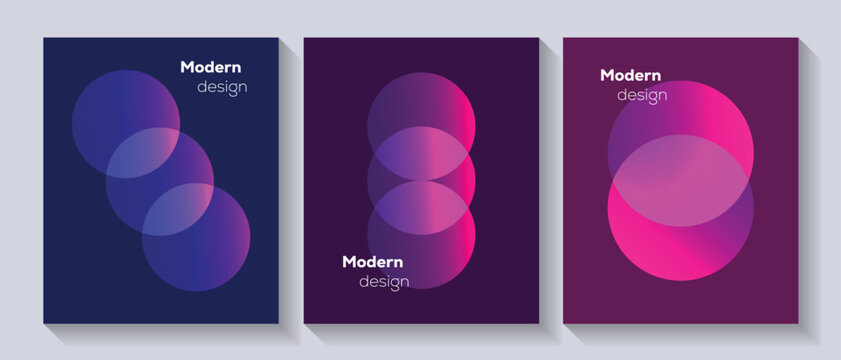 Modern cover design template set with abstract gradient circles for business brochure, poster, flyer, and corporate presentation background.