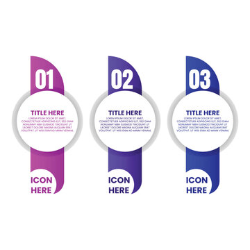 Three Step Vertical Infographic with Hanging Circular Sections and Numbered Labels