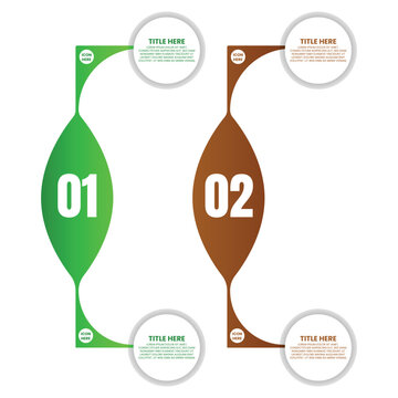 Two Step Vertical Droplet Infographic with Numbered Sections and Circular Labels