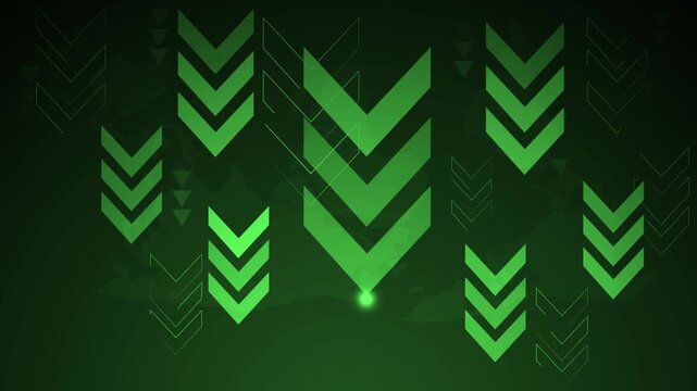 Abstract background with multiple chevron arrows and a glowing light point, representing direction progress and choice animation