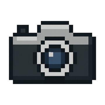 PNG Pixelated retro camera illustration.