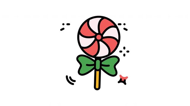 Cartoon lollipop icons spinning on transparent background