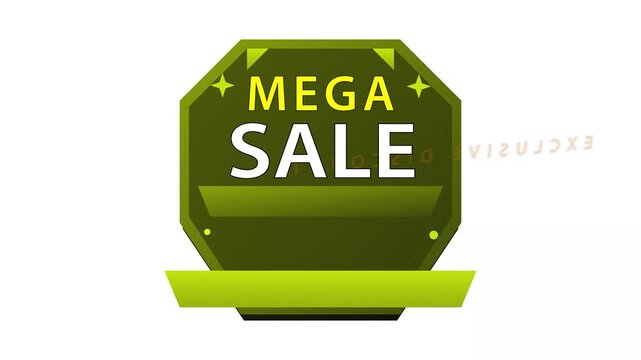 Inverted green mega sale promotional sign graphic inverted text upside down graphic design abstract shape