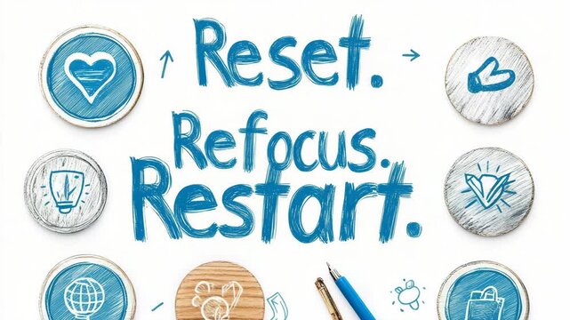 selective focus banner with text reset refocus restart