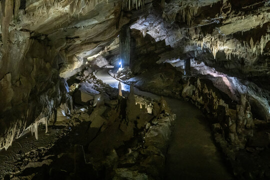Georgian natural landmark &mdash; Prometheus Cave near Kutaisi, a spectacular underground world popular among tourists.

