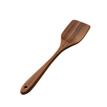Wooden spatula with natural grain isolated on transparent background