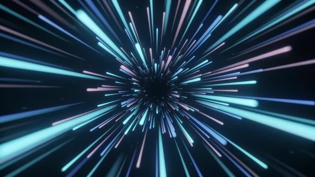 Hyperspace Tunnel with Glowing Light Streaks Rushing Through Warp Speed