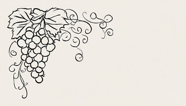 Grape cluster line art corner border
