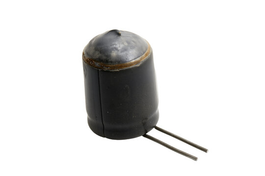 Black aluminum electrolytic capacitor electronic component isolated