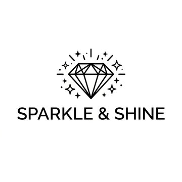 Elegant diamond logo with brand name Sparkle & Shine.